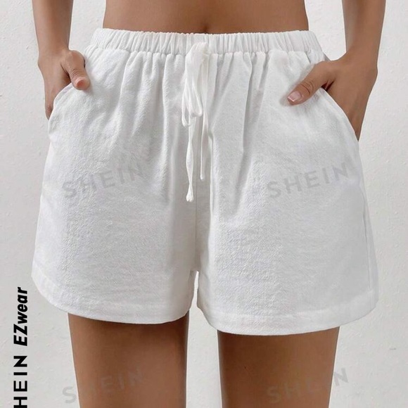 White Linen Shorts - Picture 1 of 5